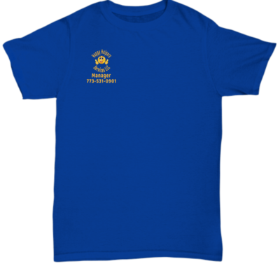 Happy Helpers Unisex Manager Tshirt front