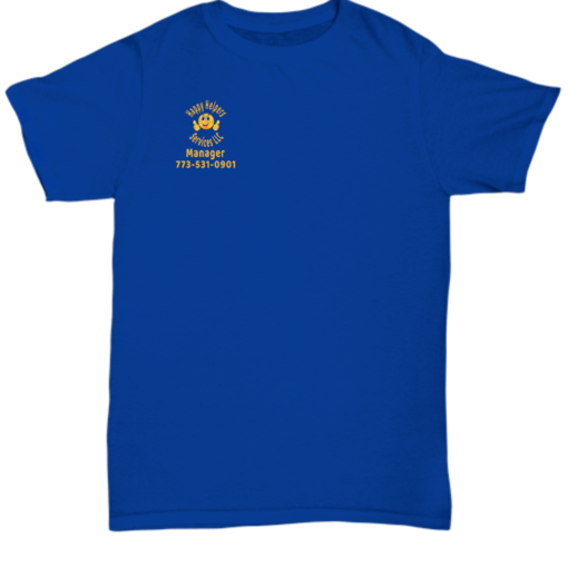 Happy Helpers Unisex Manager Tshirt front